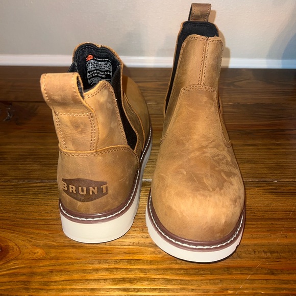 Men Brunt Leather Slip-On Boots Comp Toe - Picture 2 of 7